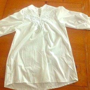 White blouse with crochet top and buttons