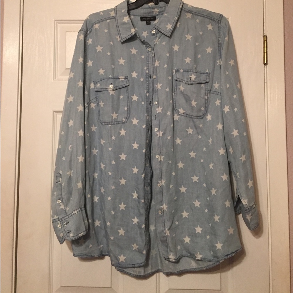 Star pattern chambray denim shirt 22/24