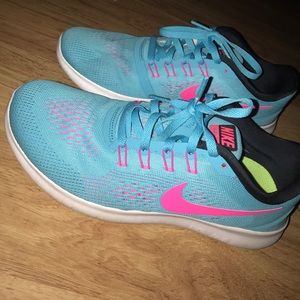 Blue Nike running shoes