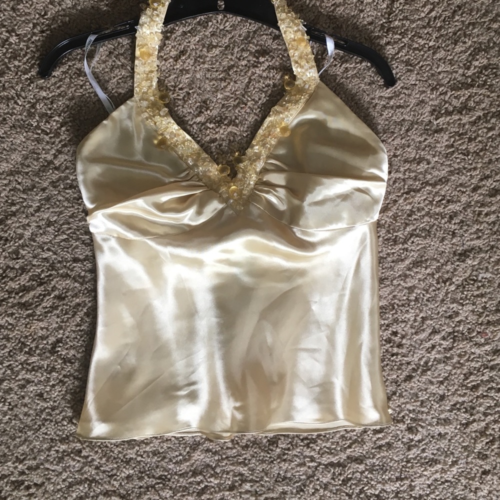 Night Way Collections Beaded halter top.