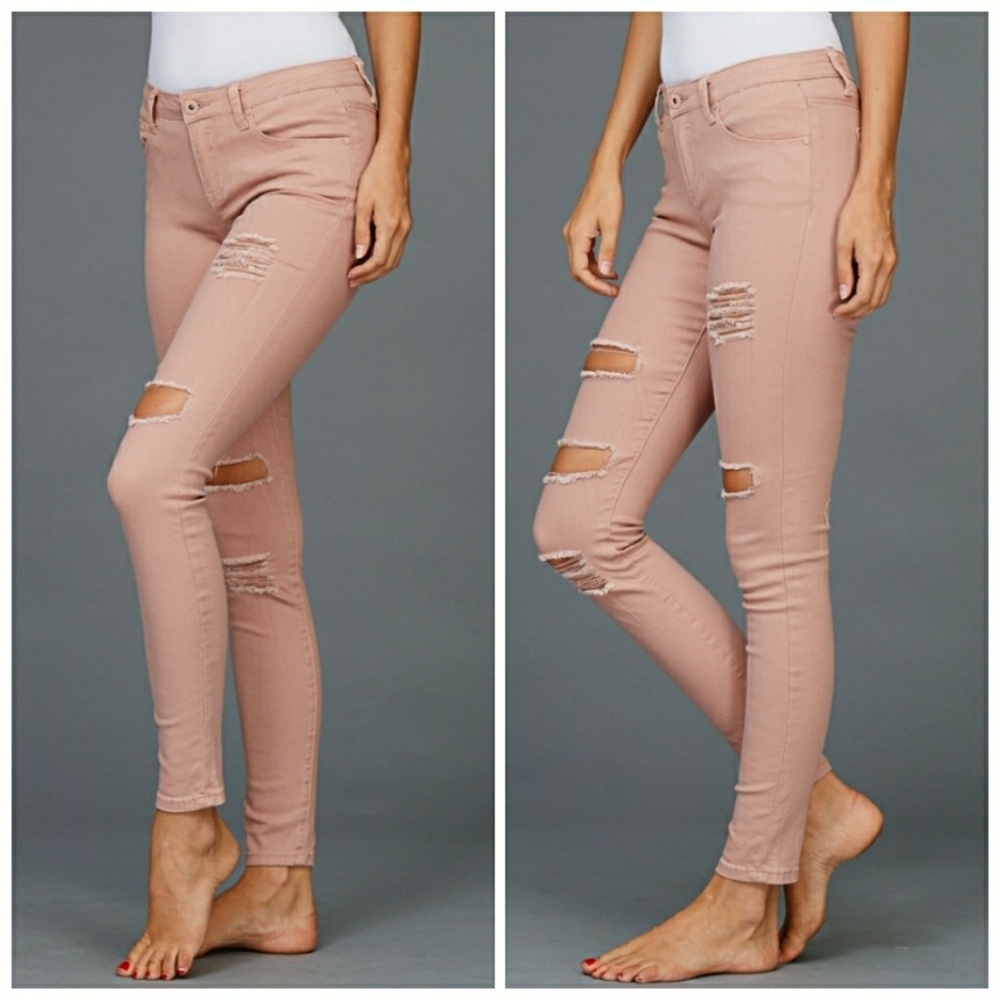 HP PICK NWT DISTRESSED MAUVE PINK JEANS - Picture 3 of 3