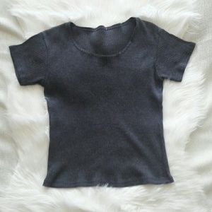 FINAL Grey Ribbed Tee Top