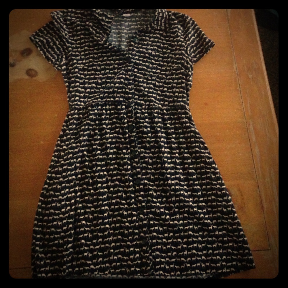 T shirt dress with collar&deer print/super cute!