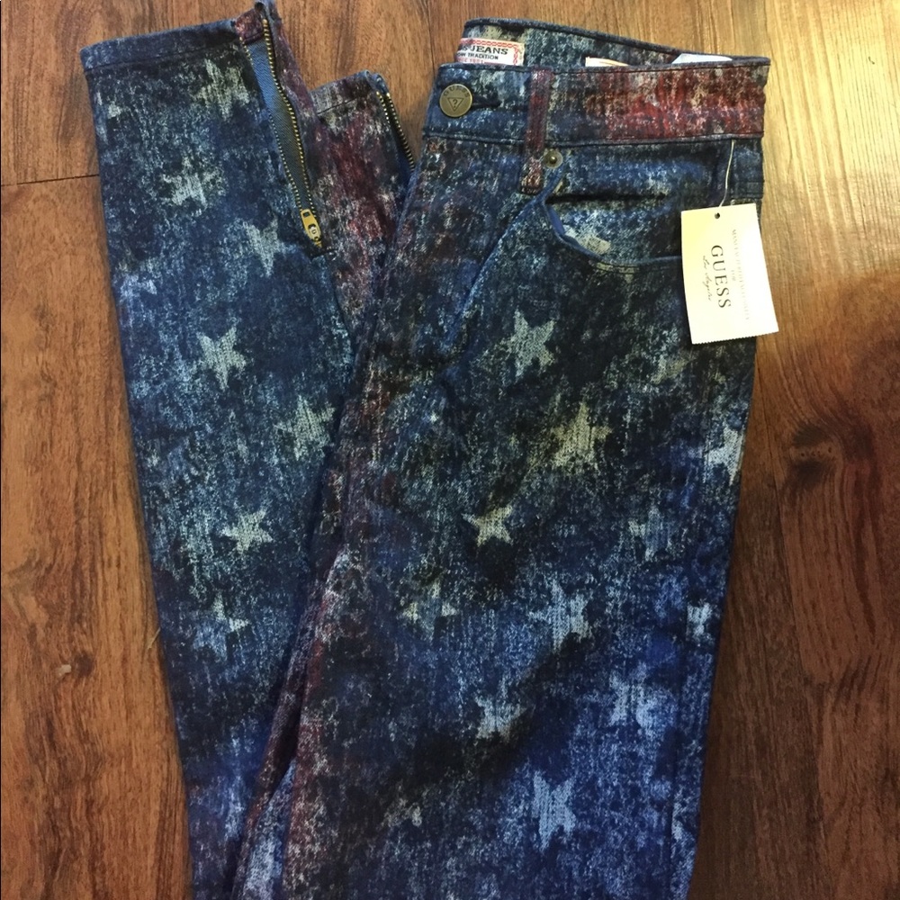 High Waisted American Flag Guess Jeans