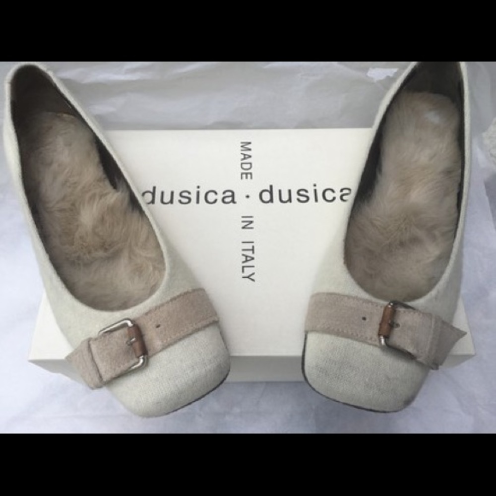 Dusica Dusica Cashmere fur lined Suede Buckle