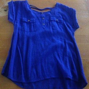 Blue blouse with SUPER cute back (2nd pic)
