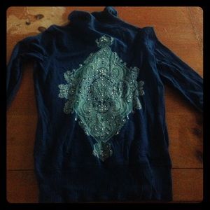 Teal jacket with cute rhinestoned pattern back!!