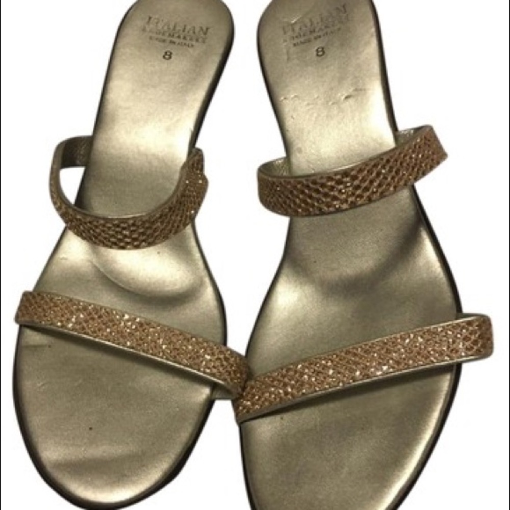 Italian Shoemakers Double strap Gold With brown he