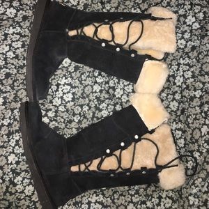 Black Furry Ugg Boots