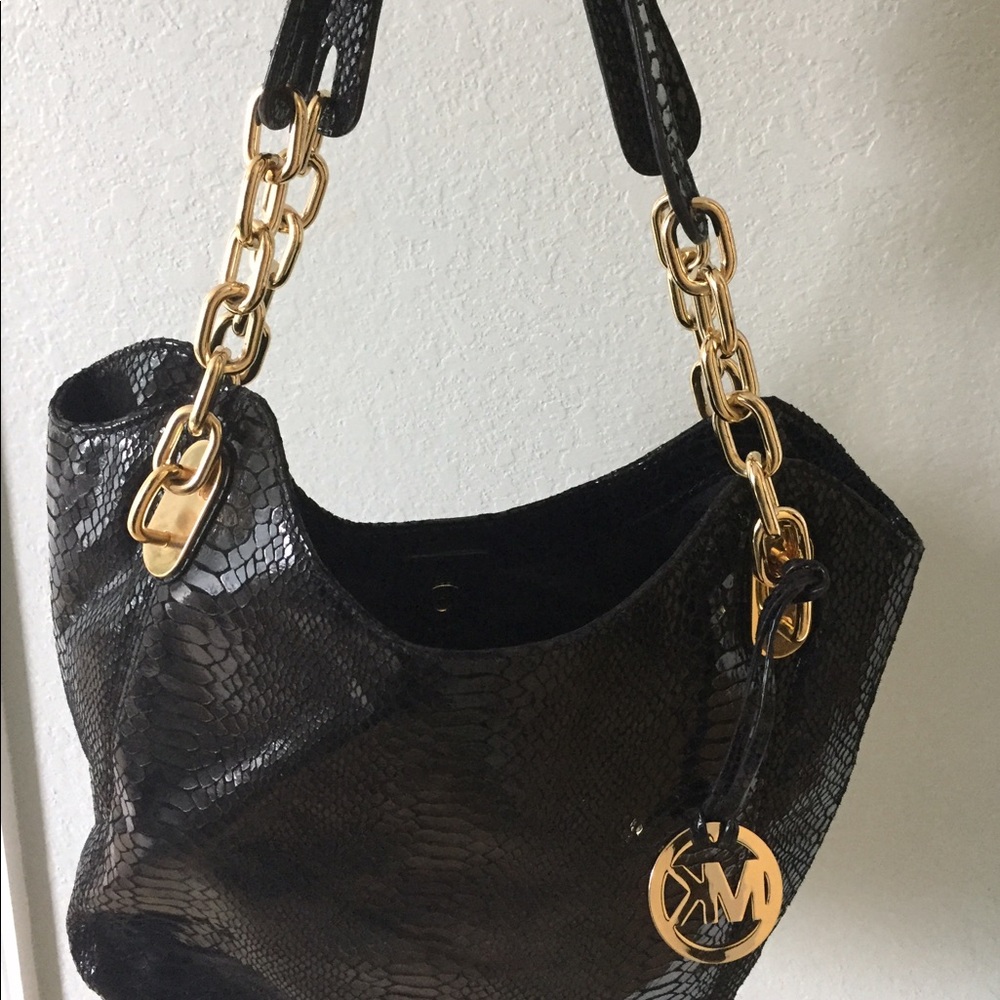 Michael Kors rare black reptile style black purse
