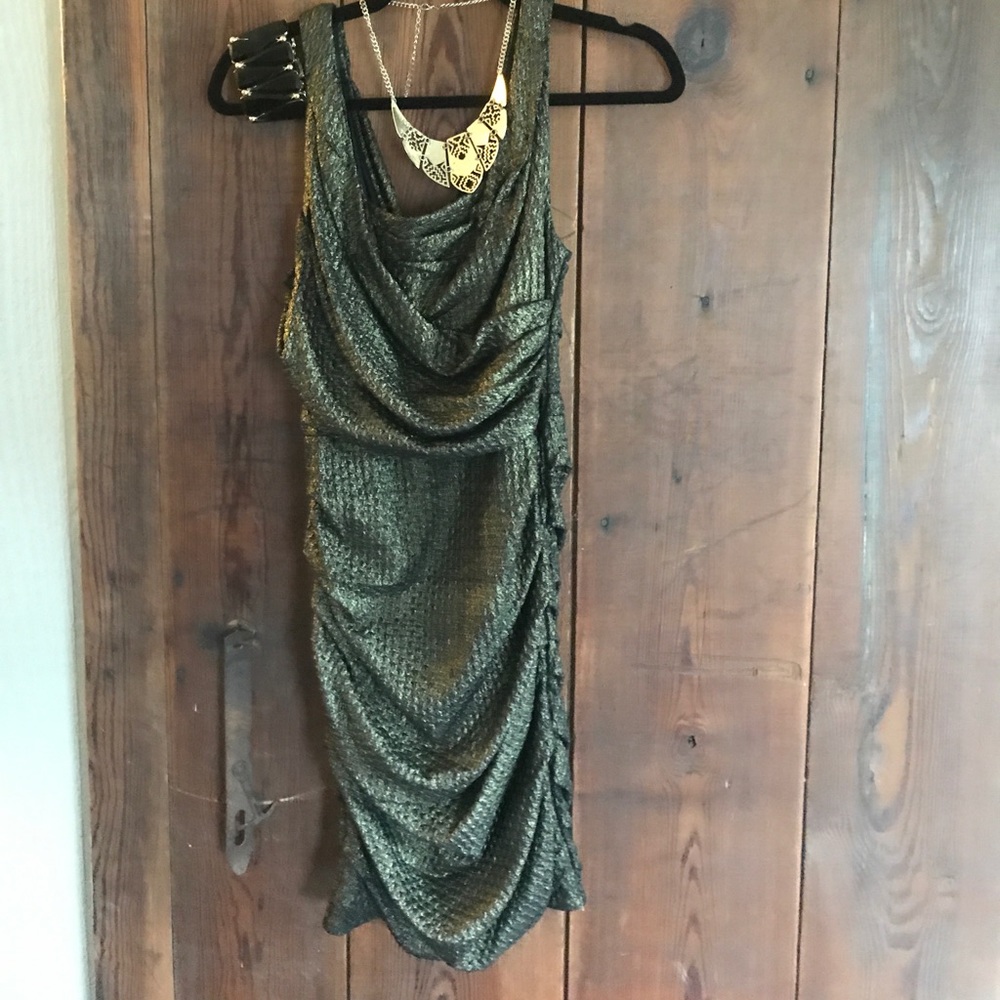 Express black/gold dress