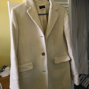 J. Crew White Wool Long Peacoat