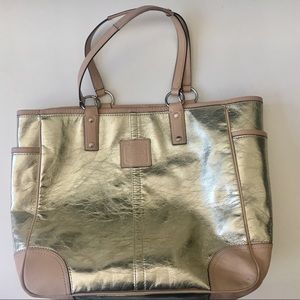 COACH Gold/silver Metallic Leather tote