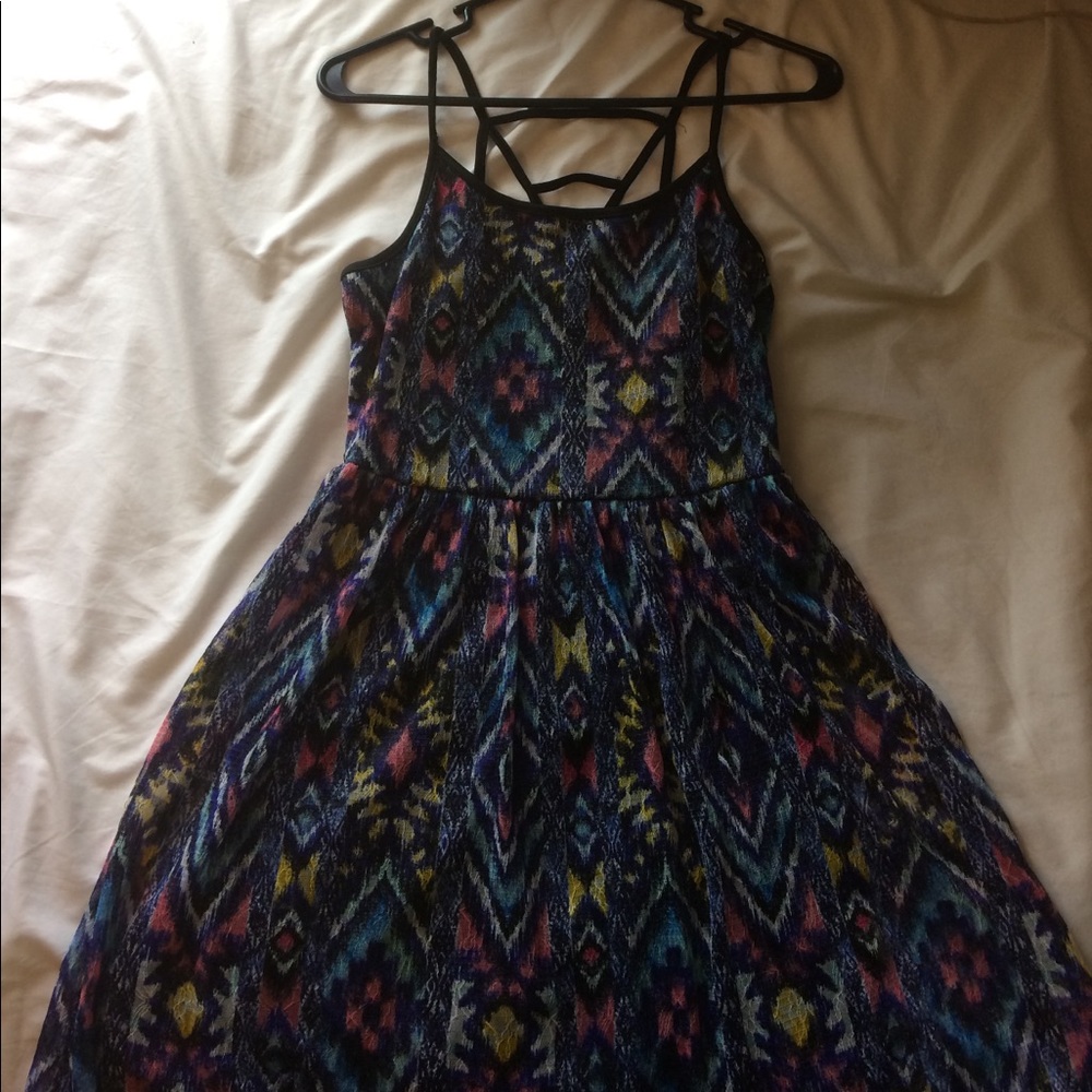 Tribal Colorful Thigh-Length cross-up dress