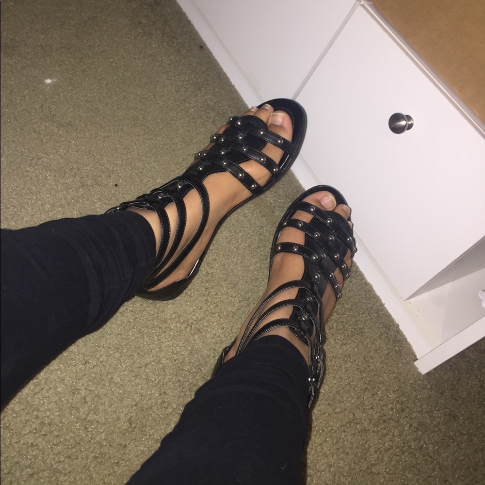 Black studded sandals