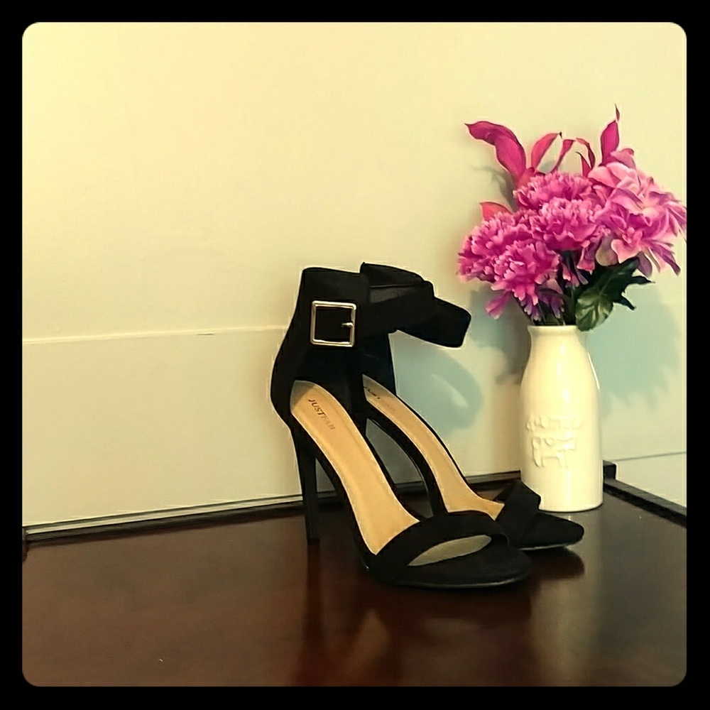 Black strappy heels