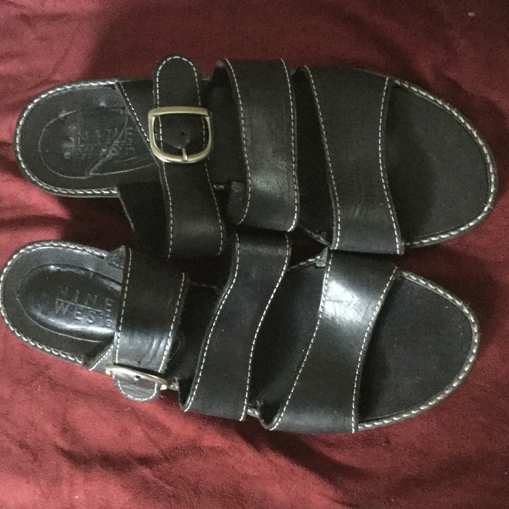 Nine West leather sandals sz 7.5 black