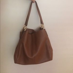 Coach Purse Brown Leather Gold Zippers