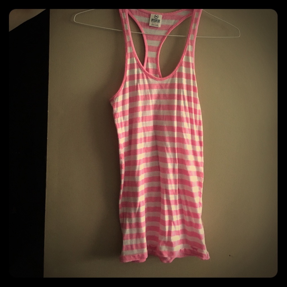pink/victoria's secret pink and white striped tank