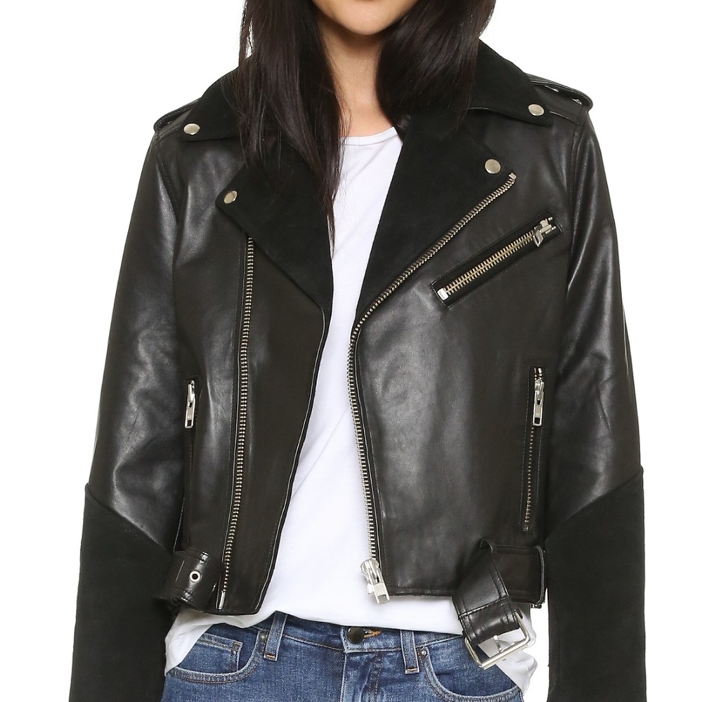 Ganni "moss" black leather jacket