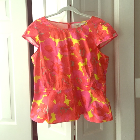 LOFT Tops - LOFT Neon Peplum Top