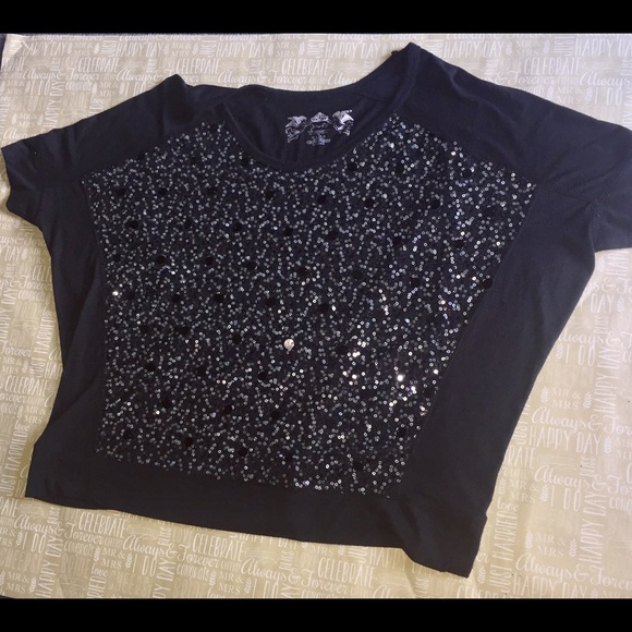 Black Shirt with Black and Metallic Sequins - Picture 2 of 5
