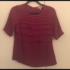 Banana Republic burgundy ruffled blouse