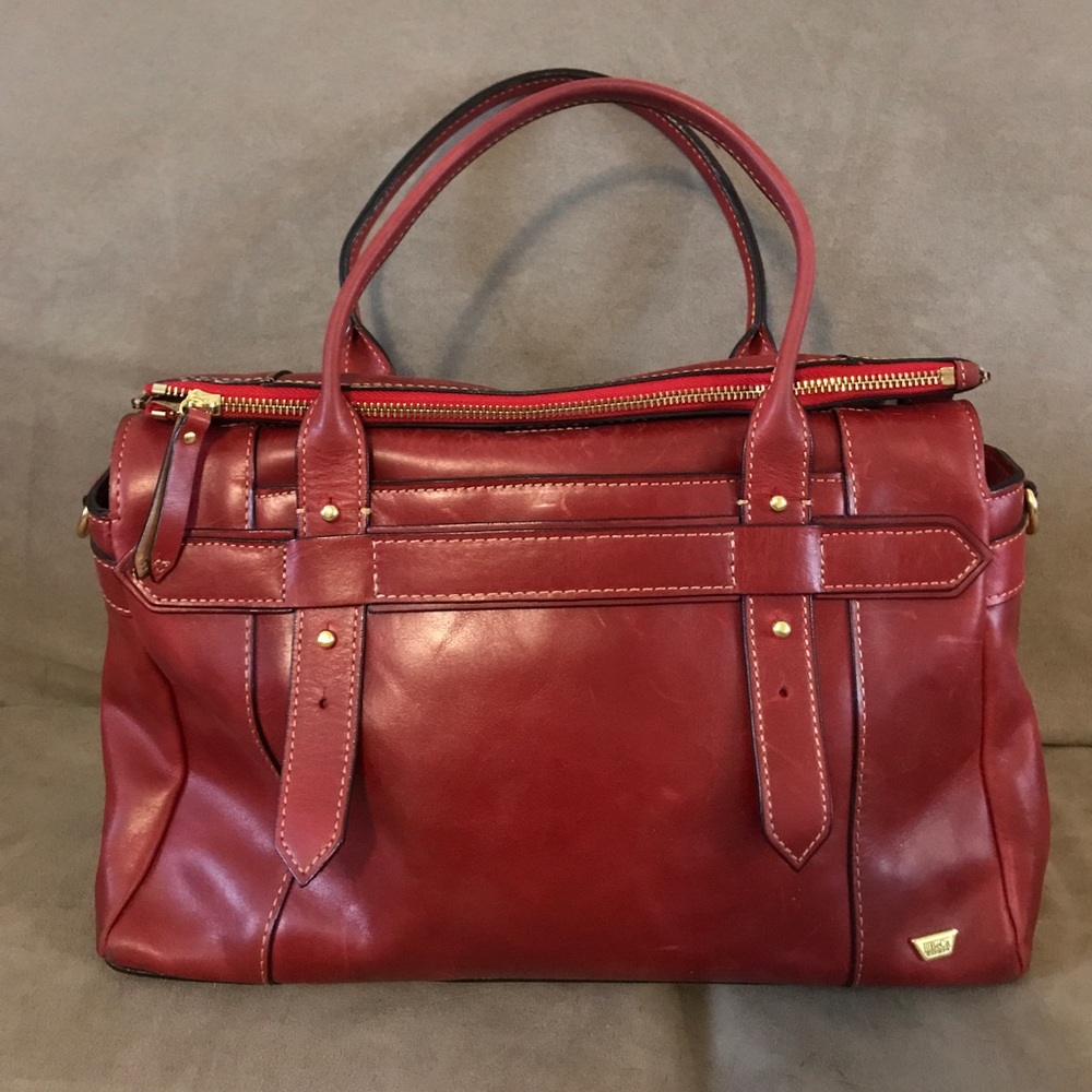 IIIBeca Red Leather Messenger Bag