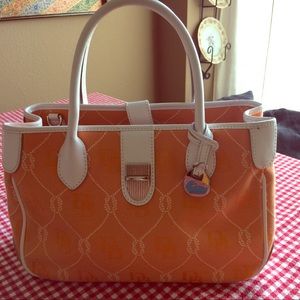Dooney and Bourke orange and white satchel