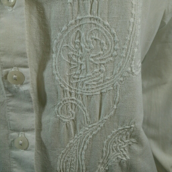 Handmade/Embroidered Shirt by Simply White Sz M - Picture 4 of 8