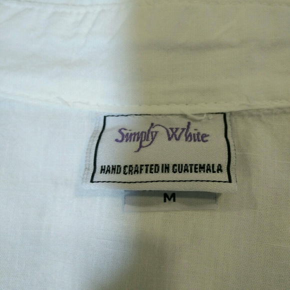 Handmade/Embroidered Shirt by Simply White Sz M - Picture 8 of 8