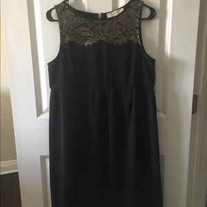 Ann Taylor Loft Black & Gold Maternity Dress