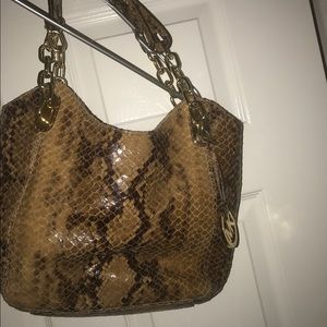 Michael Kors brown snake print bag