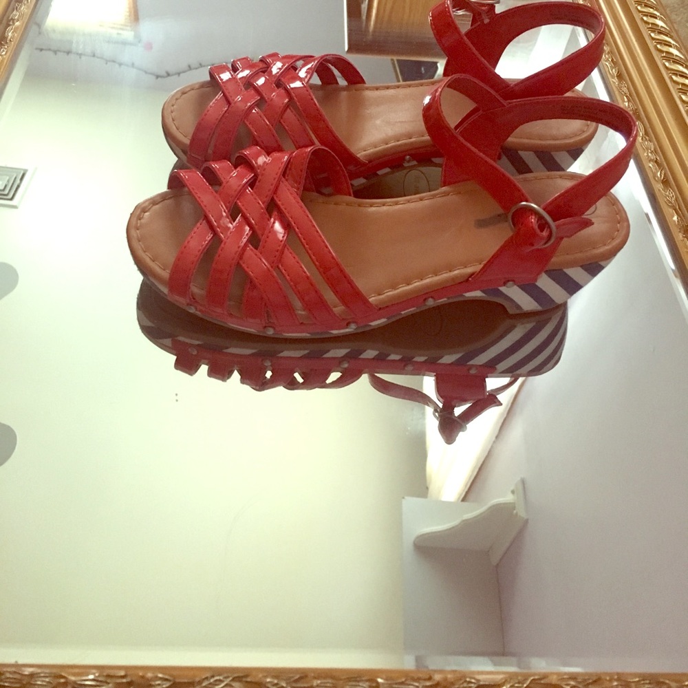 Red white and blue sandals