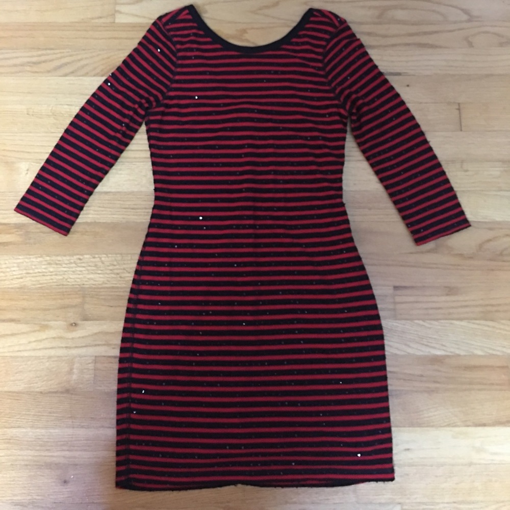 Express Nautical Striped Red &Navy Blue Dress