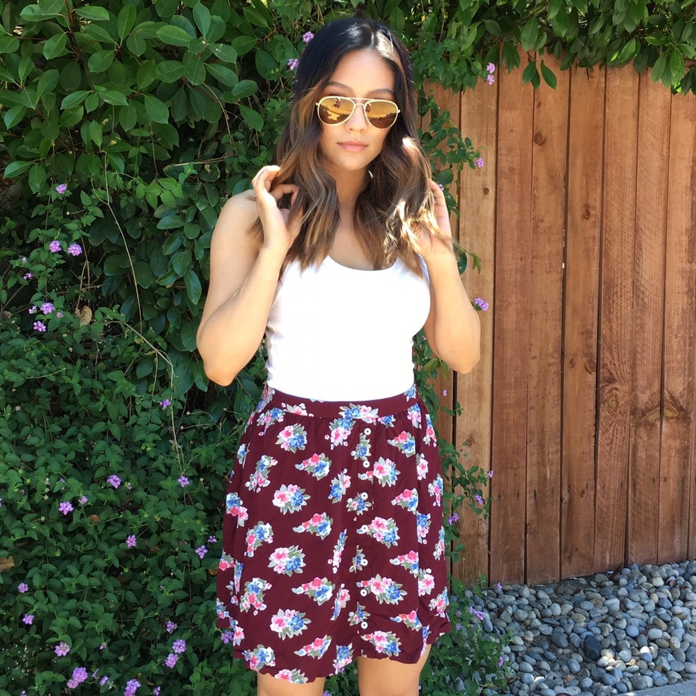 Sale! Burgundy Floral Skirt
