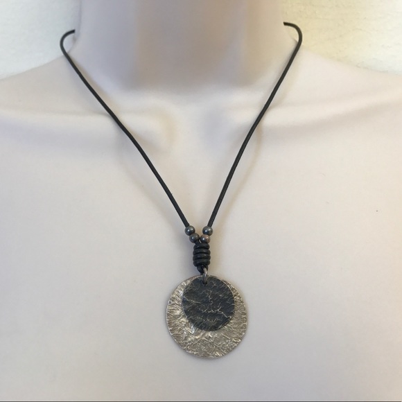 Silpada Jewelry Silpada Leather Necklace With Double Disc Pendant