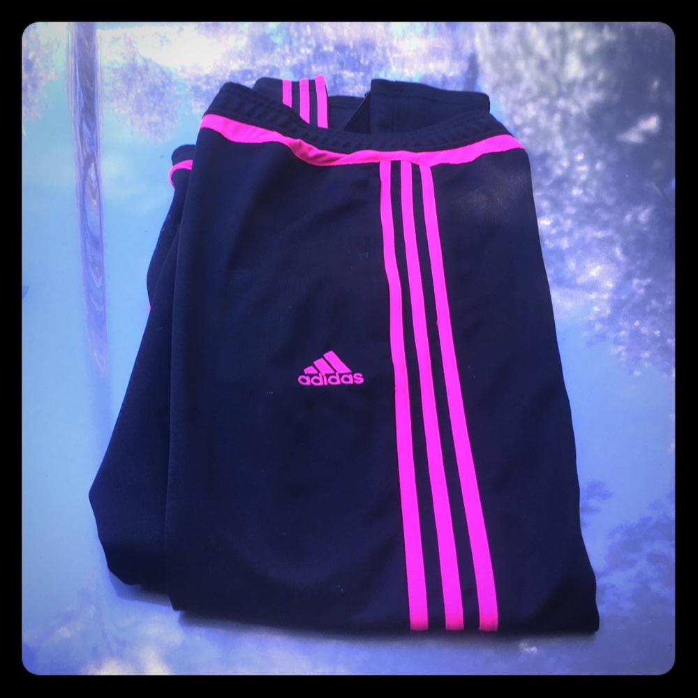 Black and pink Adidas pants