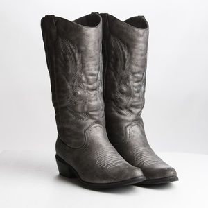 Women's Metallic Grey Cowboy Boots