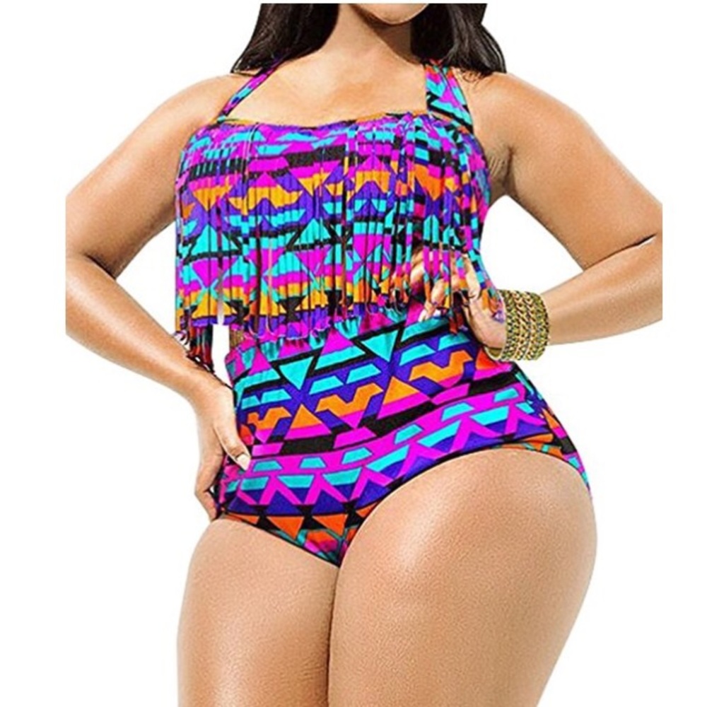 Multiple colored plus size high waste Swim suit