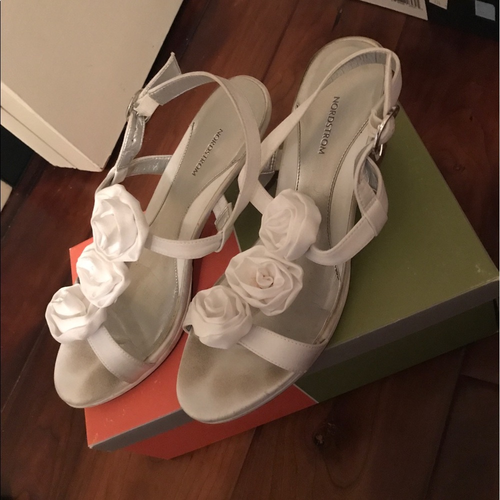 white nordstrom flower heels