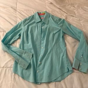 Lilly Pulitzer blue check shirt