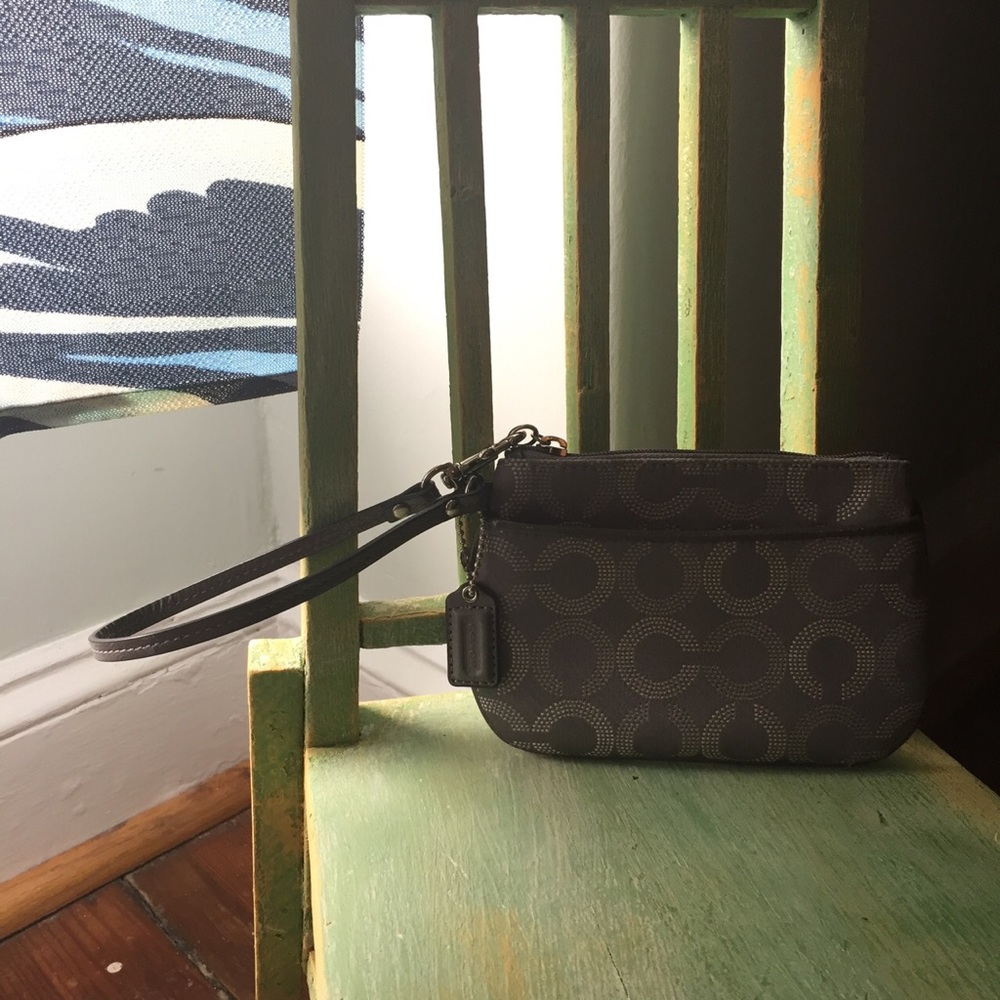 Silver/Grey Coach logo wristlet