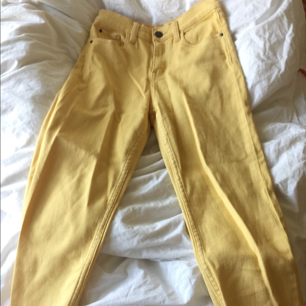 yellow high waisted jeans