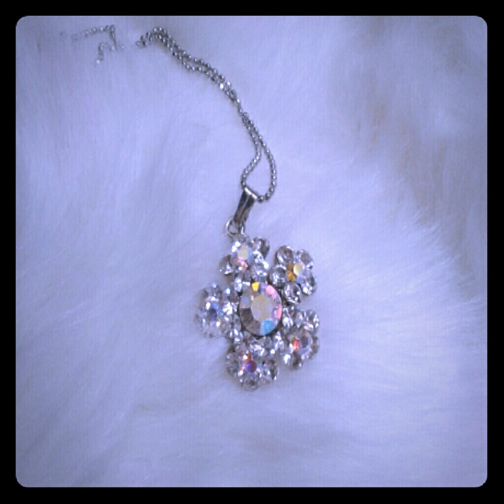 Iridescent crystal necklace