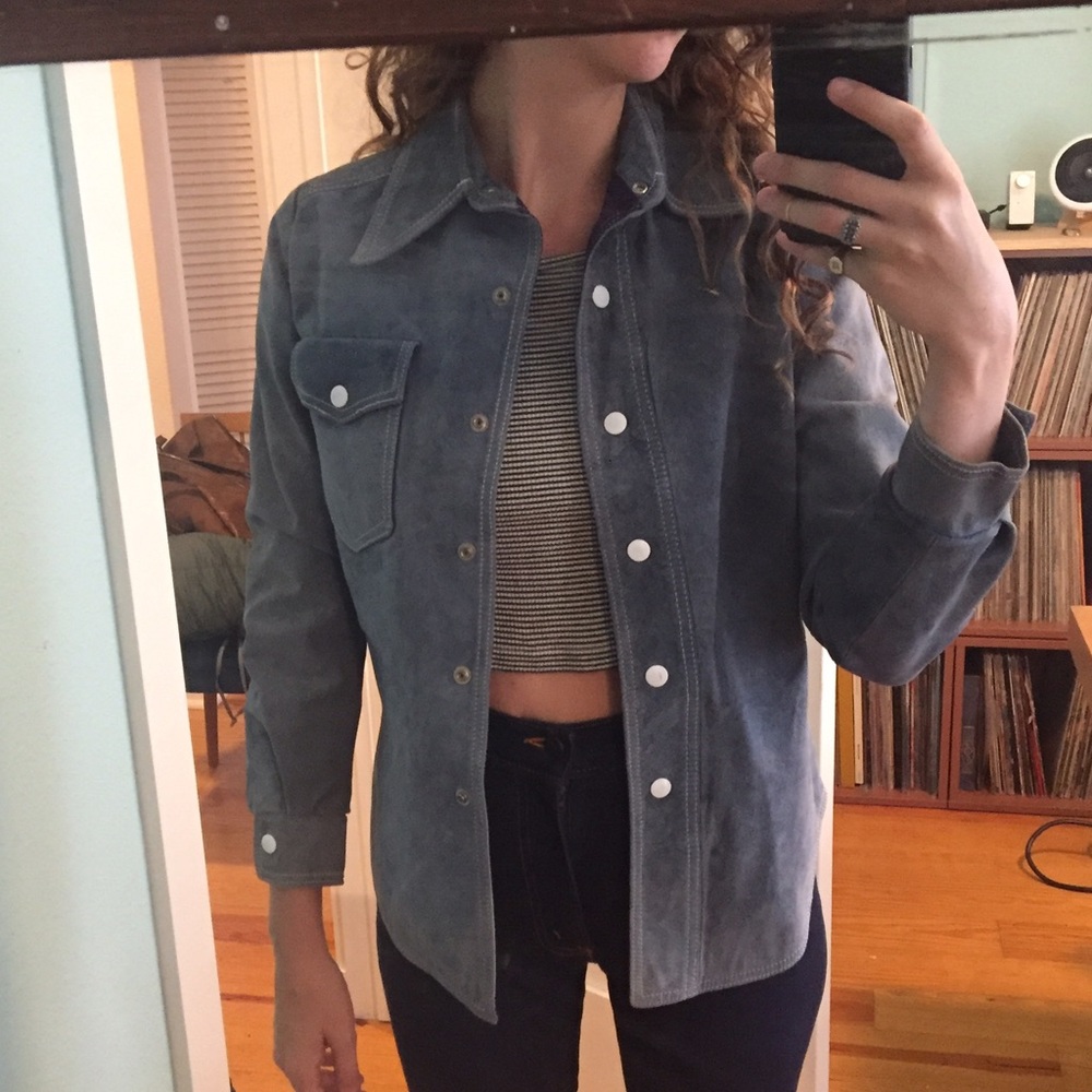 Wow! Blue 70s suede jacket!