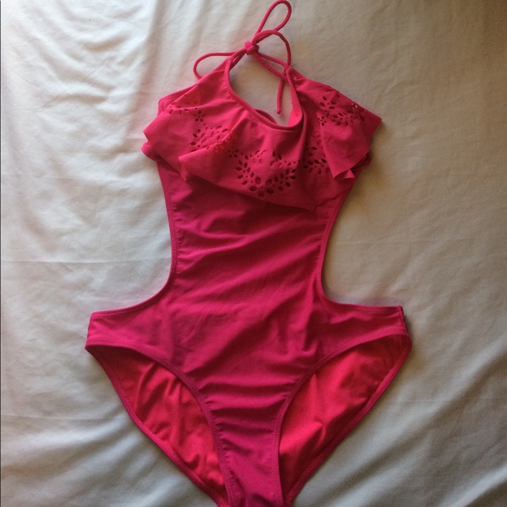 Pink Stomach Cut-Out 1 piece Bathing Suit
