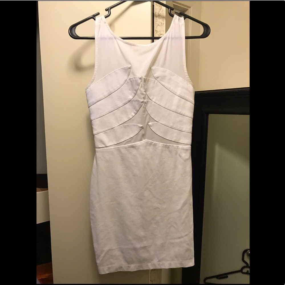 Bebe white dress with mesh