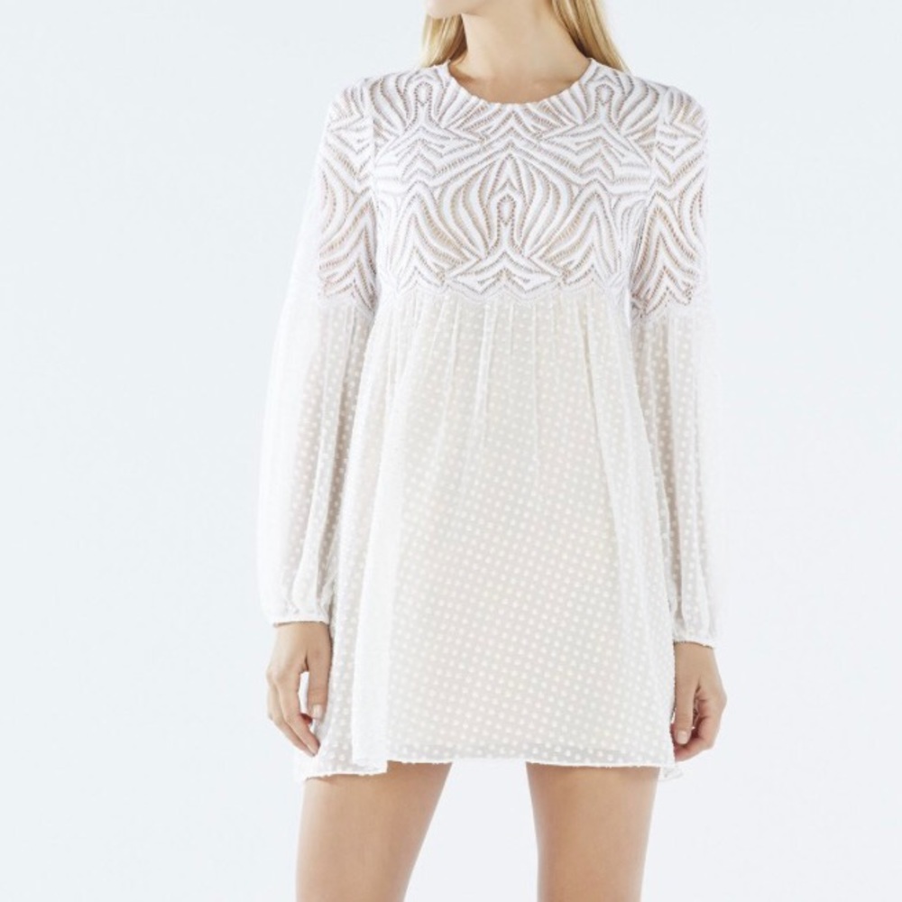 BCBG Kitra Lace Peasant Dress