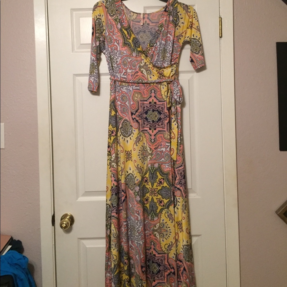 Faux wrap maxi dress 1x